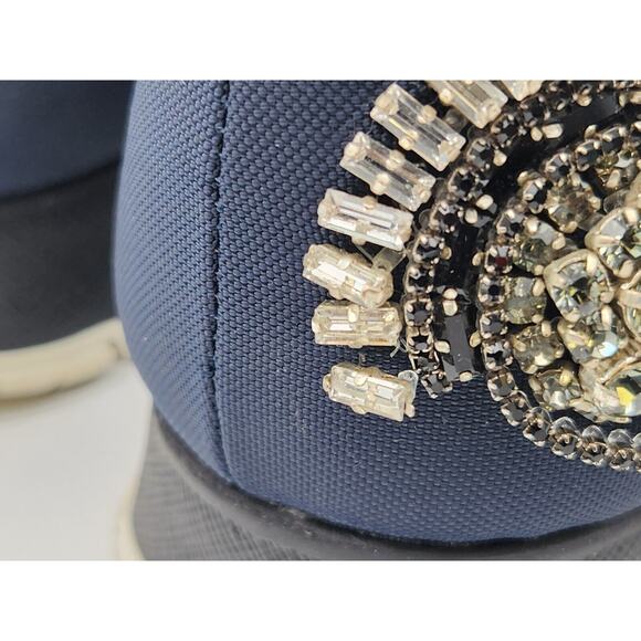 Prada Neoprene Crystal Slip On Blue Sneakers Size 41 - Picture 12 of 16